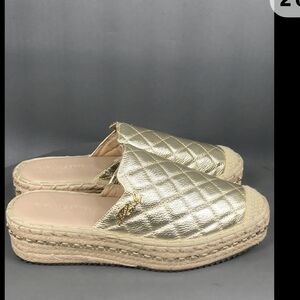 Karl Lagerfeld Metallic Gold Quilted Espadrilles